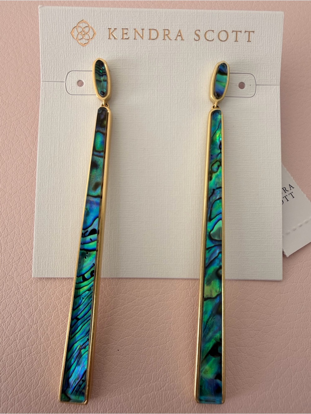 NWT Kendra Scott Brooklyn Drop Earrings in Gold with Abalone Shell